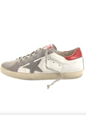 Golden Goose White Gray & Red Leather Low-Top Sneaker Sz 35